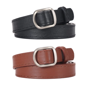Damen Mode PU Leder Schmaler Gürtel Mit Silberner Legierung Dornschließe Minimalistischer Dekorativer Hüftgürtel Für Jeans Alltag