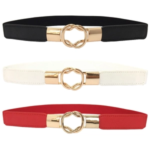 Ceinture Élastique pour Femme Avec Boucle Entrelacée en Métal Doré Ceinture Corset Fine Décorative pour Robes Manteaux