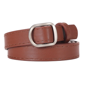 Brauner Ledergürtel mit matter silberner quadratischer Schnalle für Freizeit-Looks