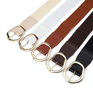 Elastic waist belts for women in five colors with irregular golden buckles for dresses