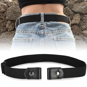 Buckle-Free Elastic Belt For Men Women Invisible Stretch No Buckle Waist Belt For Jeans Adjustable Synthetic Leather Belt