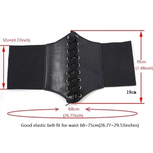 Détails de ceinture corset à lacets montrant les dimensions et le tissu élastique