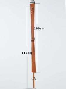 Detailed size chart of brown leather belt for suits with measurements in centimeters