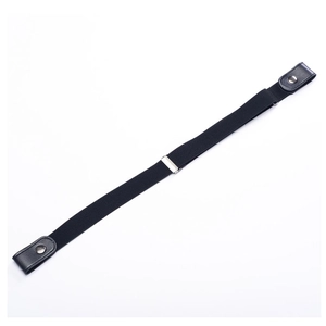 Elastic no-buckle belt for jeans in black finish with adjustable silver metal slider