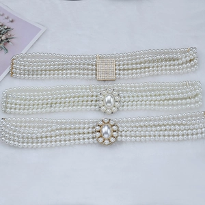 Elegante Cintura Elastica in Künstliche Perle da Donna Con Fibbia in Strass Catena da Vita Vintage in Künstliche Perle Multistrato per Matrimonio