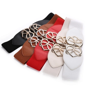 Elastic waist belts for women with heart-shaped gold buckles in five classic colors