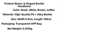 Detailed size chart for narrow PU leather waist belt with gold infinity buckle and dimensions