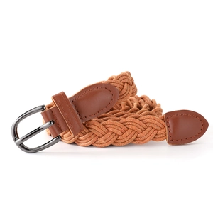 Detailed view of the braided rope texture and leather trim with metal buckle