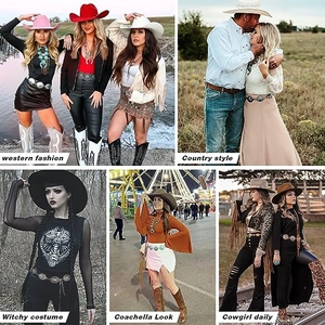 Vue détaillée de la chaîne de taille en métal gravé de style rétro western pour femme
