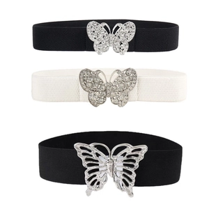 Ceinture Corset Élastique Pour Femmes Style Européen Avec Boucle Papillon Incrustée De Strass Ceinture Décorative Pour Robes Chemises