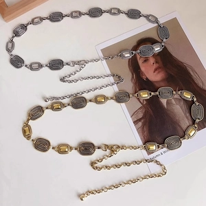 Chaîne de taille vintage en métal ciselé or et argent pour accessoires de mode femme