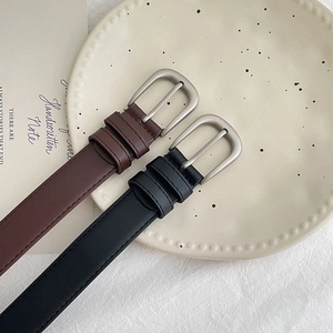 Women Faux Leather Belt Alloy Silver Pin Buckle Solid Color Versatile Waistband For Jeans Fashion Casual Daily Accessories
