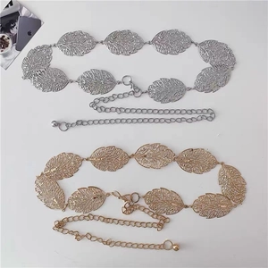 Fashion Metal Alloy Hollow Leaf Geometric Circle Waist Chain Adjustable Belt For Women Suit Decorative Chain Jewelry
