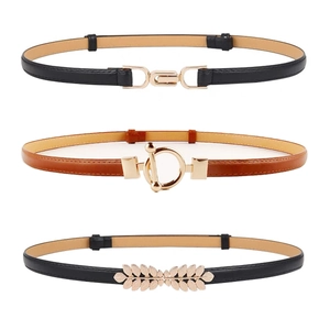 Women Adjustable Thin Faux Leather Waist Belt With Elegant Alloy Buckle Minimalist Decorative Corset Belt For Dresses Coats Suits
