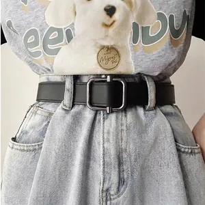 Vintage Unisex PU Leather Belt No Hole Adjustable Holeless Waistband Alloy Buckle Casual Fashion Jeans Belt For Men Women