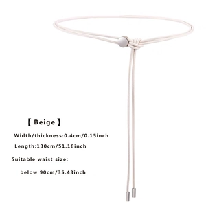 Spécifications de taille pour la ceinture fine en corde beige avec boucle en métal
