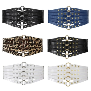 Ceinture corset large vintage pour femmes avec rivets métalliques et anneau en couleurs