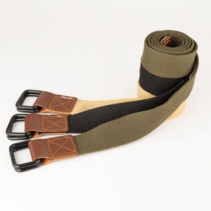 Set van 3 canvas riemen in kaki, zwart en legergroen met dubbele D-ring gespen