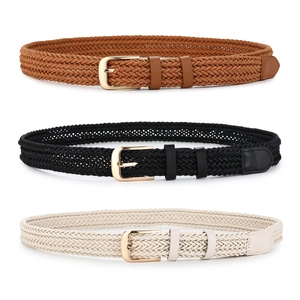 Vintage Bohemian Woven Women Belt With Alloy Pin Buckle PU Leather Braided Casual Waist Belt Decoration For Jeans Pants