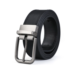 Ceinture pour hommes avec boucle ardillon rotative et similicuir noir double face