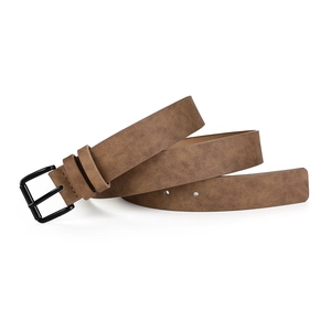 Ceinture marron vintage pour femme avec boucle ardillon minimaliste en métal noir mat