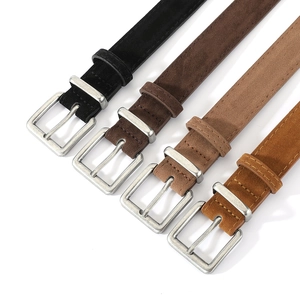 Classic suede leather belts with silver pin buckles in four assorted colors