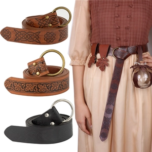 Medieval Viking Renaissance Embossed PU Leather Belt Viking Knight Cosplay Waist Seal Celtic Knot Pattern Retro Accessory
