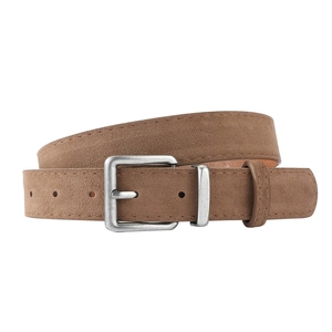 Cinturón vintage de ante sintético marrón con hebilla plateada mate para vestidos y jeans