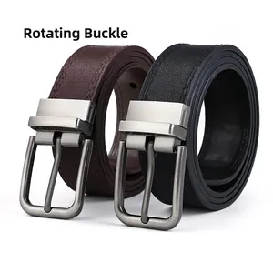 Ceinture Business Décontractée pour Hommes Avec Boucle Rotative à Ardillon Réversible en Similicuir PU Ceinture Ajustable avec Boucle en Alliage