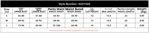 Detailed size chart for floral embroidery lingerie set including bust and waist measurements
