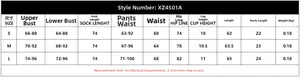 Tableau des tailles détaillé pour ensemble lingerie en dentelle avec mesures en cm (S, M, L)