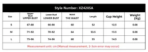 Guide des tailles détaillé pour body sexy avec mesures de poitrine et de taille