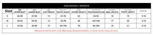 Detaillierte Größentabelle für Spitzenunterwäsche-Set mit Maßen für BH und Hose in cm