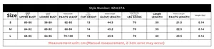 Size chart for sheer lace lingerie set showing bust, waist, and length in centimeters