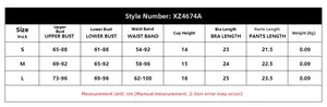 Detailed size chart for mesh halter lingerie set including bust and waist measurements