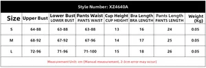 Detailed size chart for lace lingerie set including bust and waist measurements
