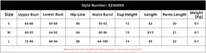 Detailed size guide table for red sheer mesh lingerie set including S, M, and L dimensions