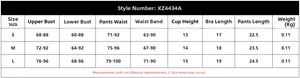 Detailed size chart for sexy embroidered lingerie set with specific body measurements