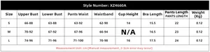 Detailed size chart for mesh embroidery lingerie set including S, M, L measurements