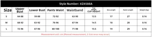 Detailed size guide table for sexy embroidery sheer lingerie set including S, M, and L sizes