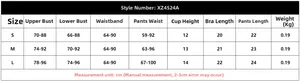 Detailed size guide table for leopard print metal chain lingerie set in cm measurements