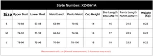 Detailed size chart for red rose embroidery lingerie set showing measurements in cm