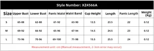 Detailed size chart for mesh halter lingerie set showing S to L measurements in cm