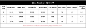Detailed size chart for floral embroidery lingerie set with bust and waist measurements