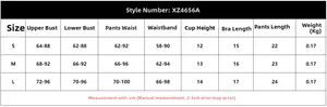 Detailed size chart for heart mesh lingerie set with measurements in centimeters