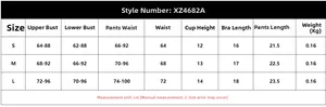 Detailed size chart for red lingerie set including bra and panties measurements in cm