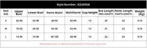 Detailed size chart for mesh lingerie set showing measurements in cm for S M L sizes