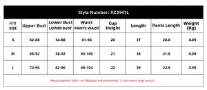 Detailed size guide table for heart embroidery lingerie set including bust and waist info