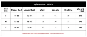 Size chart for mesh lace bodysuit featuring upper bust and waist measurements in cm