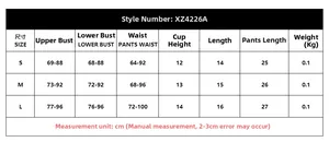 Tableau des tailles d'ensemble lingerie avec mesures de buste et de taille en cm